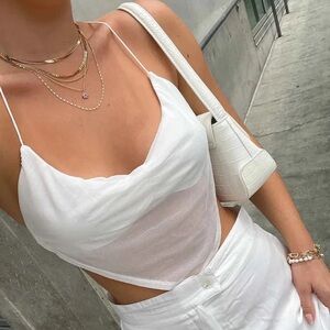 Princess Polly White Mesh Camisole